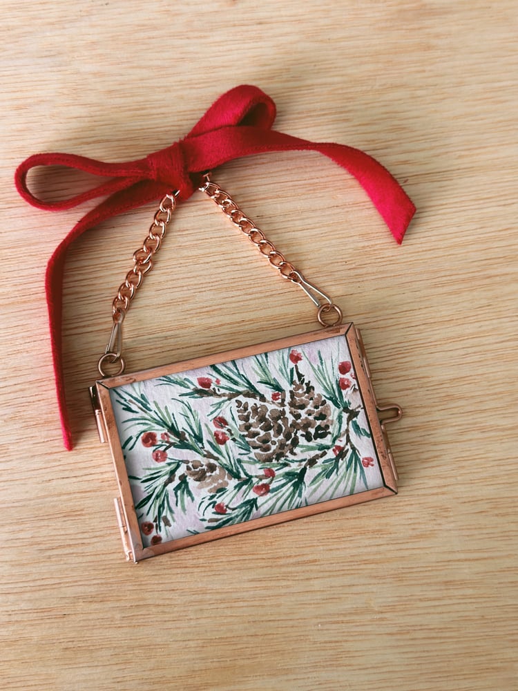 Image of Pine And Berries - Heirloom Watercolor Ornament