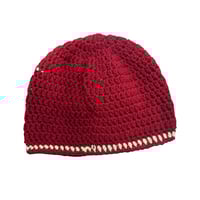 Image 2 of CUNT Red and Soft Yellow Fitted Beanie