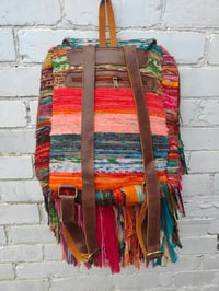 Image 7 of 2-Frill sari Bohemian Back Pack with adjustable leather strap