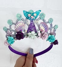 Image 5 of Purple Mermaid birthday tiara crown party props 