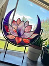 Crescent Moon Lotus in Black Metal Stand **FREE SHIPPING**