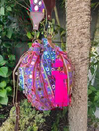 Image 5 of Slouch bag leather pulley in embellished afghan charms