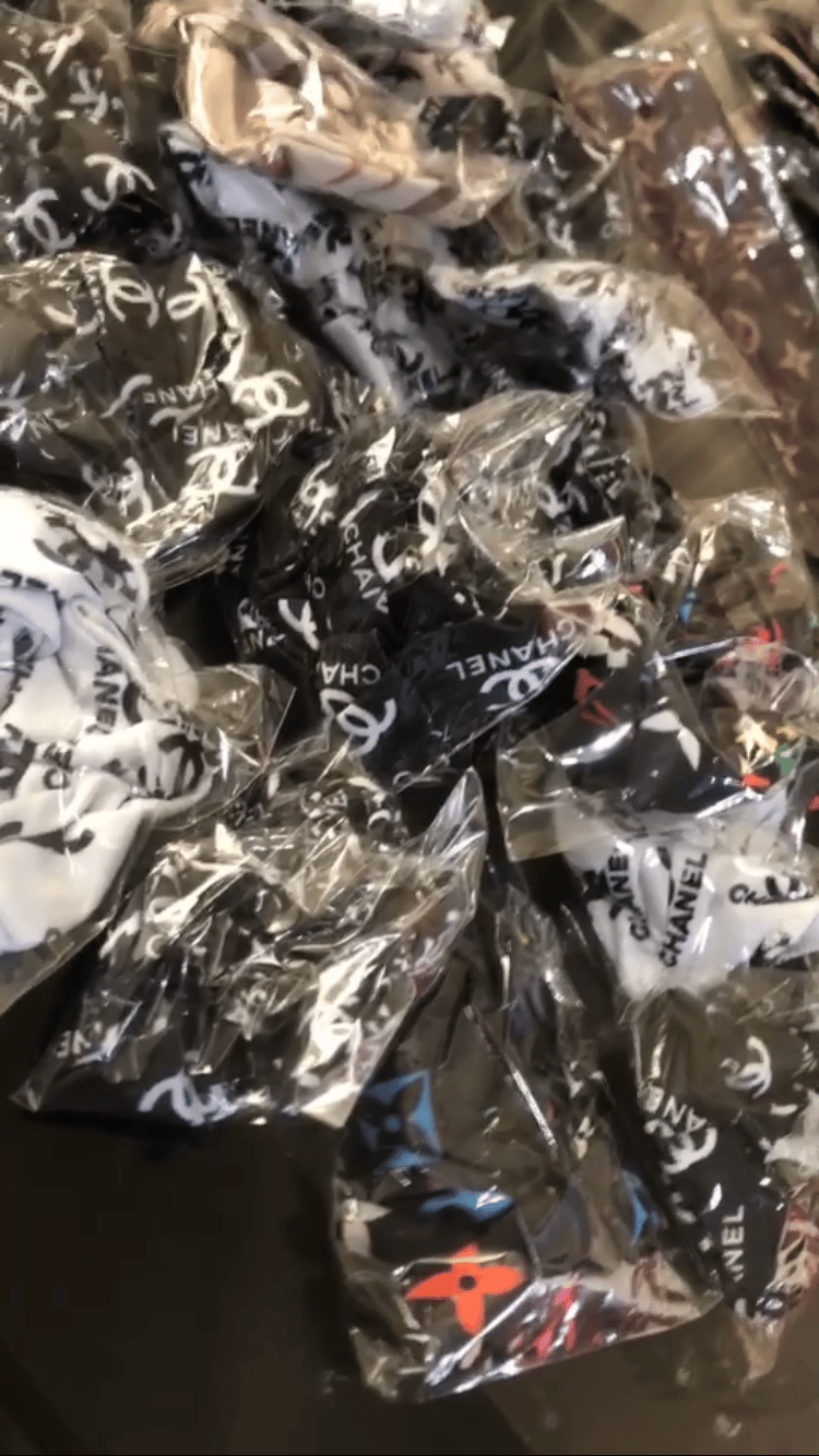 Image of Black LV inspired scrunchie 