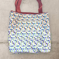 Image 2 of Rust cordoroy tote bag with geometric lining