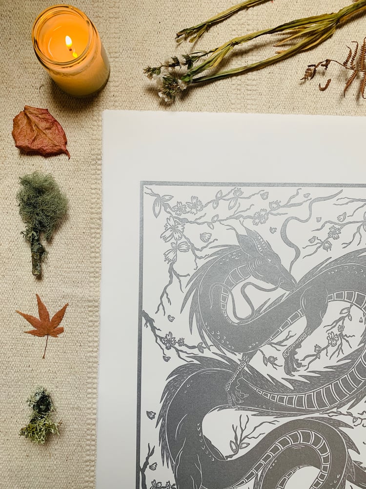 Image of Spirited Away - silver on Zerkell paper