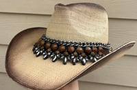 Image 2 of 2 Tone Beige/Brown Cowboy Hat Brown/Gunsmoke Stone Band