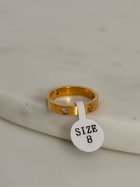 Image 3 of GOLD LOVE RING WITH 3 STONES 4MM