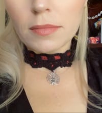 Image 1 of Spider's Embrace Choker – With Silver Spiderweb Pendant