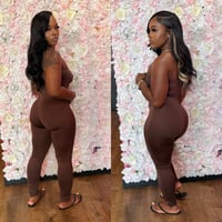 Image 1 of brown strapless jumpsuit