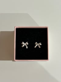 Image 1 of Silver minature bow earrings