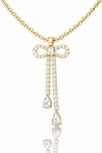 Image 2 of Glass Rhinestone Bow Necklace 