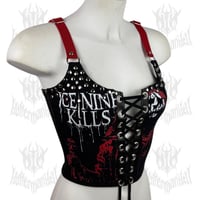 Image 1 of Ice Nine Kills "Welcome To Horrorwood” Lace-Up Top (SIZE XS)