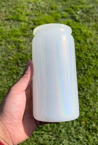 Image 2 of 16oz Shimmer Glass Can With Acrylic Lid