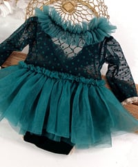 Image 2 of Newborn dress for photo shoots | Gabrielle | emerald dots