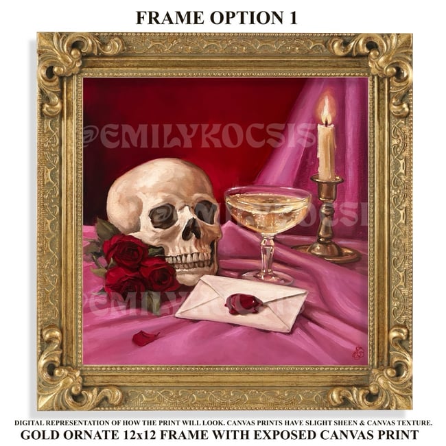 Original Painting & Prints // Love Letter Valentine Skull Still Life