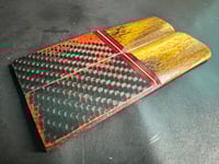 Image 3 of Giraffe Bone & Red GLOW Carbon Fiber Segmented Knife Scales