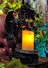 Image 1 of 👑The Armored Kingdom Dragonfire Wrath Candle Holder with USB Candle🐉🕯