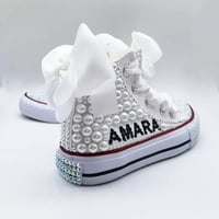 Image 3 of Toddler Girl Bling Canvas Crystals Pearl Sneakers
