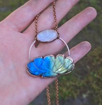 Image 5 of Electroformed carved labradorite and moonstone necklace