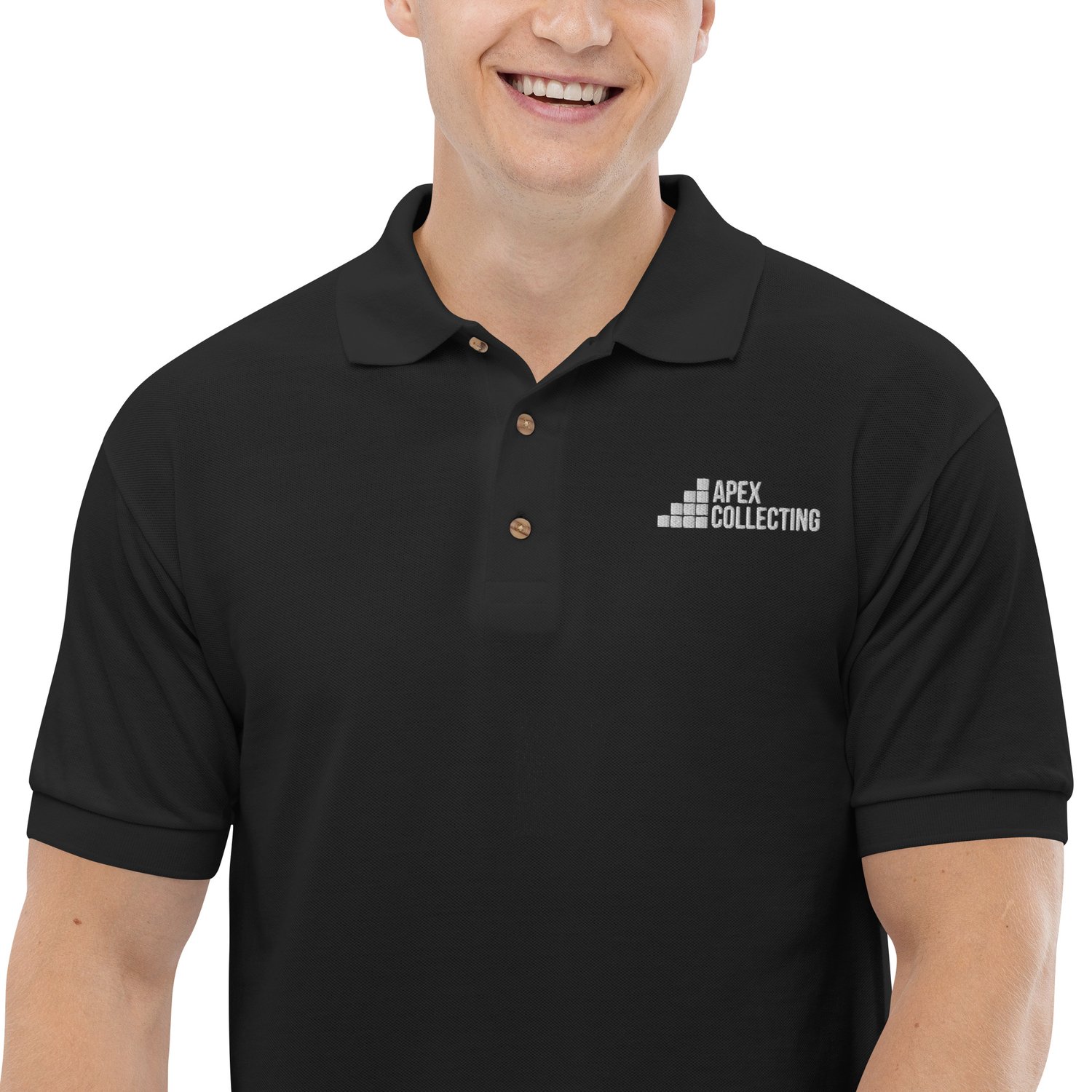 Image of Men's Apex Collecting Logo Embroidered Polo Shirt Black