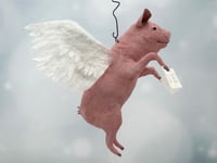 Image 3 of Spun Cotton "Believe" Flying Pig Ornament