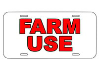 Farm Use License Plate