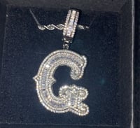 Image 3 of Baguette Initial Pendant