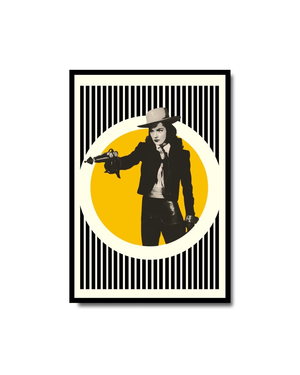 Retro Brunette Cowgirl wall art print