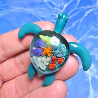 Image 3 of "UNDER THE SEA" CORAL REEF IMPLOSION SEA TURTLE PENDANT LARGE 2
