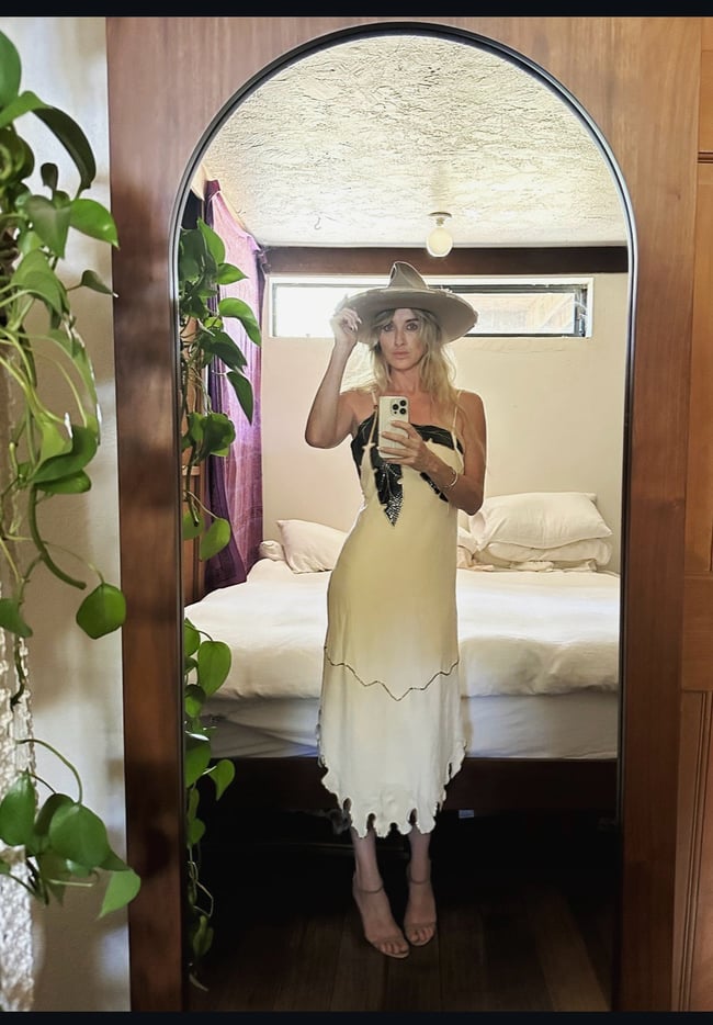 70s North Beach Leather chamois suede and snakeskin dress