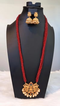 Image 3 of LHY_7600_Long Hydrocrystal Temple Jewelry Necklace Set