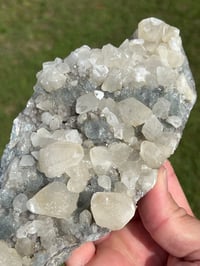 Image 5 of Green Fluorite On Druzy Quartz With UV Dog Tooth Calcite #2223