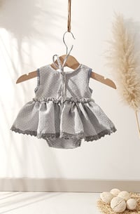 Image 3 of Photo prop | Newborn dress for photo shoots | body-dress | Emma | silver | dotted 