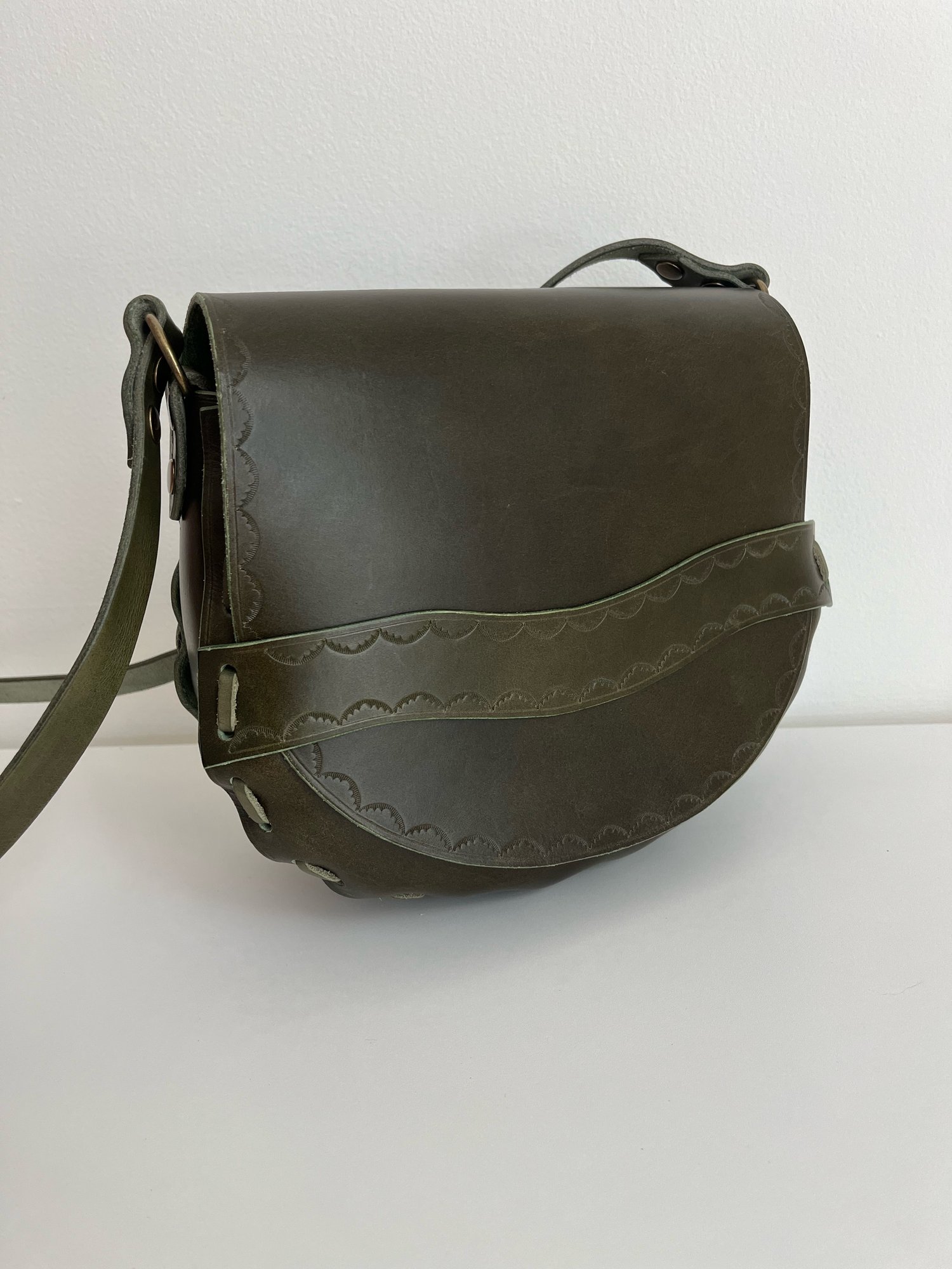 Image of Olive Vachetta Crossbody Saddle Bag