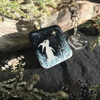 Image 1 of Winter Bunny Wishing on a Star Resin Pendant