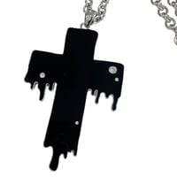 Image 2 of black drippy cross necklace (big!!)