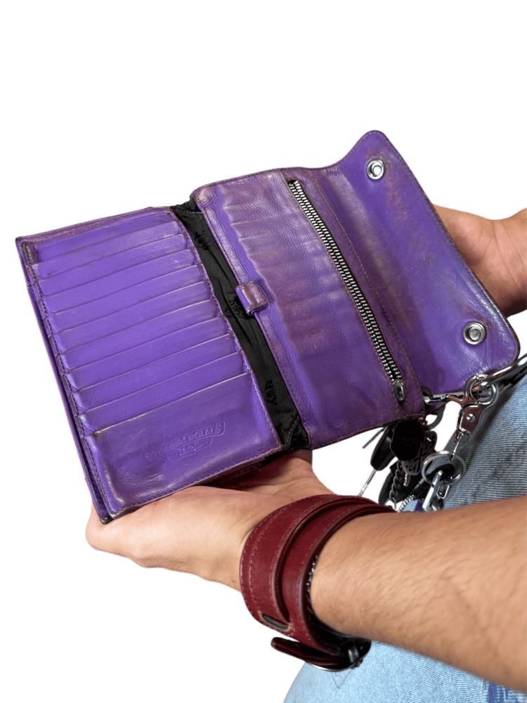 Image of Chrome Hearts Red Leather Trifold Wallet