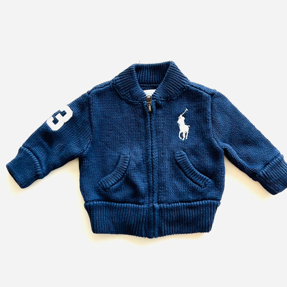 Image of RALPH LAUREN KNIT ZIP-UP SWEATER size 3M