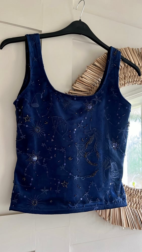 The Midnight top. Navy blue with Navy bead detail 