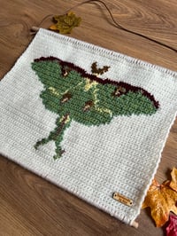 Image 2 of Crochet Moon moth tapestry