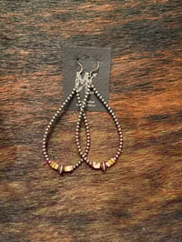 Image 2 of Large 3mm Sterling Sterling Silver Pearl & Spiny Hoops