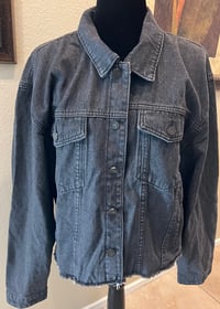 Image 2 of Vintage Black Denim Jean Jacket Crystal Sullen Girl