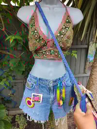 Image 1 of Bralette halter neck top jewel dark pink with two ties at the back