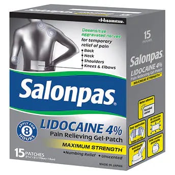 Image of YRelief-Salonpas LIDOCAINE 4% Pain Relieving Gel-Patch For Your Back, Neck, Shoulders, more 