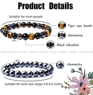 Image of Hematite Magnetic Bead Therapy Bracelet For Men & Women Stone Bracelet