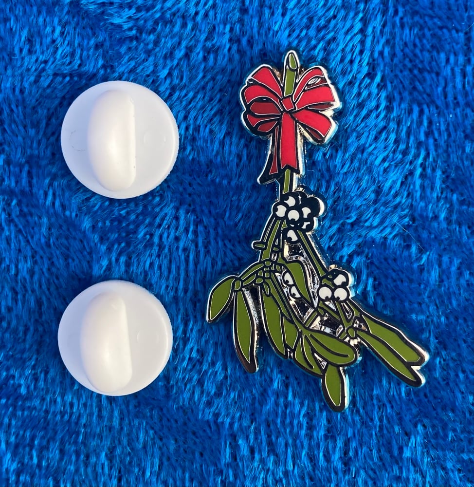 Image of Two Holiday Pins: Dogs Stole Things & Mistletoe