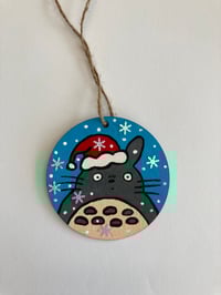 Image 1 of Totoro hand painted wooden ornament