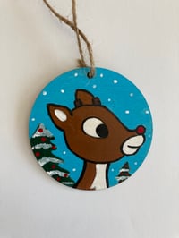 Image 2 of Rudolph hand painted wooden ornament