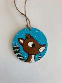 Image 3 of Rudolph hand painted wooden ornament