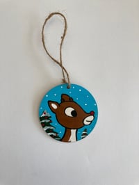 Image 1 of Rudolph hand painted wooden ornament